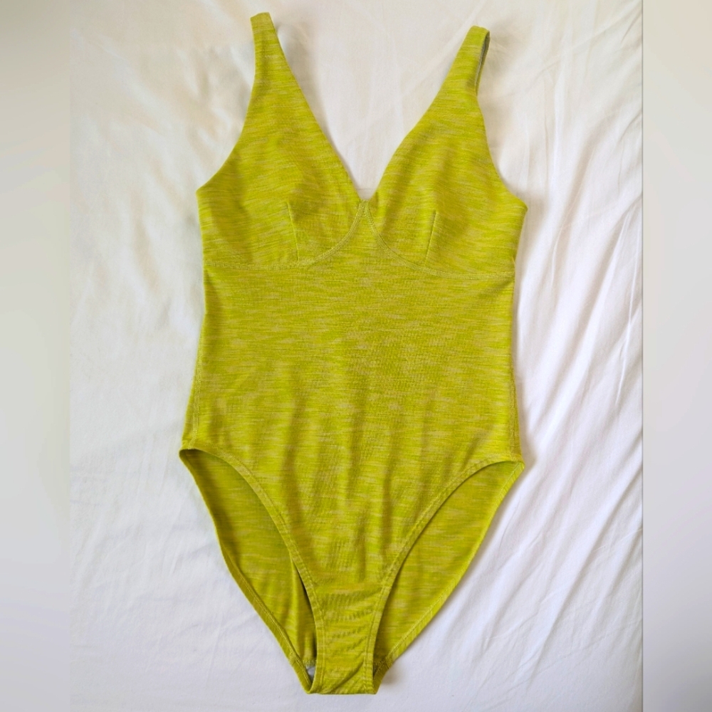 Outdoor Voices Freeform Bodysuit Leotard In Bright Chartreuse Size M